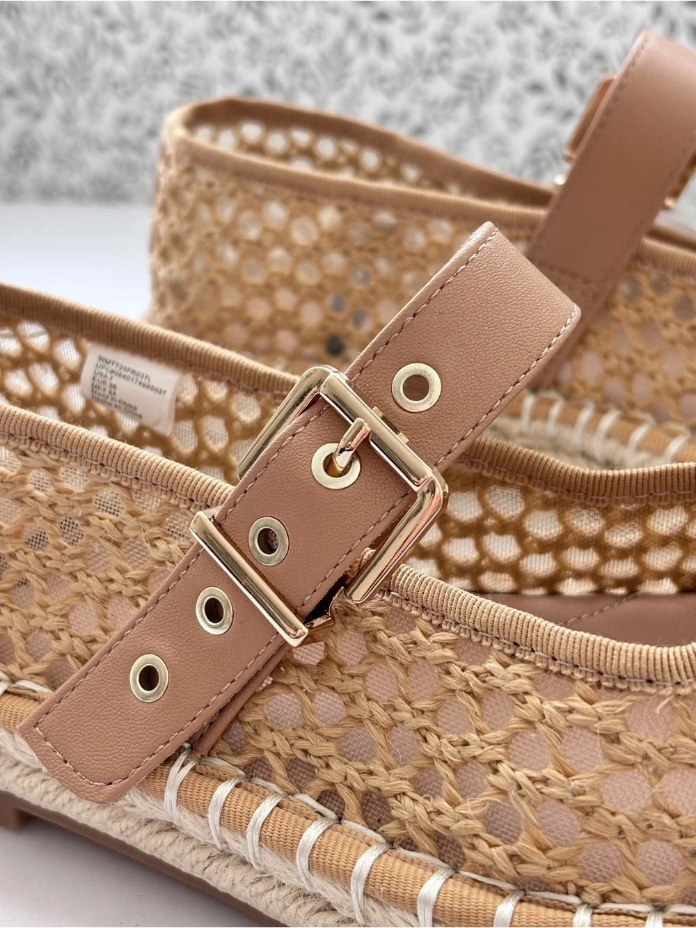 Time and Tru Raffia Espadrille Mary Jane Flats Womens 7 Memory Foam NWT